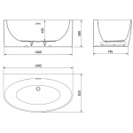 Vann Mexen Bruna, 150 x 82 cm, valge + gun metal &uuml;levool
