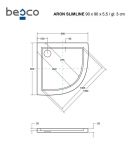 Poolringikujuline Du&scaron;ialus Besco Aron SlimLine, 90 x 90 x 5,5 cm