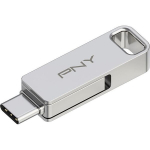 USB pulk OTG klucz - PNY - USB 3.2 - 64GB - Srebrny metal - USB C i USB A