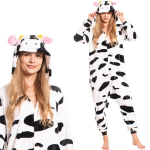 Naiste &uuml;hes t&uuml;kis Kigurumi pidžaama Kost&uuml;&uuml;m Lehm valge-must 145-155 cm S