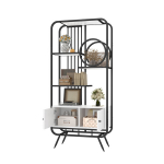 Metallkapp riiulitega, valge/must, 80&times;180 cm