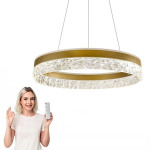 LED rippvalgusti 50cm kuldne kristall, &uuml;mmargune, puldiga, h&auml;mardatav ja reguleeritav k&otilde;rgus, Glamuur