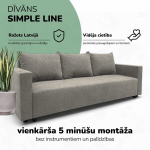Klassikaline diivanvoodi Simple Line pesukastiga, Podrez, Helehall