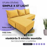 Nurgadiivan-voodi Simple X St Light, Podrez, kollane
