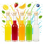 5x Fenice klaaspudelit 200ml korgiga