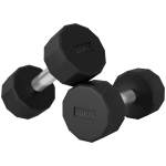Hantlikomplekt 2 x 10kg, veeremisvastane, libisemiskindel k&auml;epide, kummikate, metallist s&uuml;damik, must