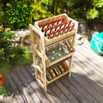Naturaalsest puidust joogikastiriiul 3 joogikastile, 3 tasandiga, 56 x 32 x 112 cm