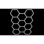 LED Hexagon garaaživalgusti 460W, 6500K, 11 segmenti, 419&times;301 cm