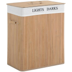 Bambusest pesukorv kaanega 100 L pesukoguja PU-k&auml;epidemetega, l&otilde;uendist pesukott, pesukorvide pesusorteerija pesuruumi, magamistoa, vannitoa jaoks - naturaalne