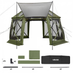 Paviljon-telk, 3.96x3.96x2.26 m, roheline, telkimisvarjualune