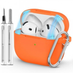 Silikoonist &uuml;mbris magnetilise sulguriga AirPods 4 k&otilde;rvaklappidele, oranž