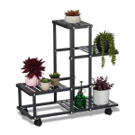 Ratastel lillealus 4 riiuliga 60,5x61,5x26cm, must