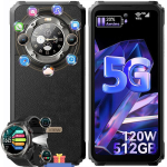 Telefon Blackview BL9000 + W50 Pro 5G 24GB+512GB 6.78"+1.32" teine ​​ekraan 50MP Android 13 NFC Must