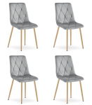 LIBRA Kaasaegsed sametist s&ouml;&ouml;gitoolid, pruun polsterdus puujalaga sarnaste jalgadega, komplekt 4