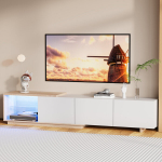 Televiisorialus, 240x44x38 cm, LED-valgusti ja 3 sahtliga, valge