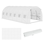 Outsunny asenduskile asenduskate 600 x 300 x 200 cm eesmise uksega, 12 aknaga rebenemiskindel kasvuhoonekile, aiakile kasvuhoonele, kasvuhoonele, k&uuml;lmkeskusele, valge, Balta