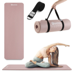 Paks NBR joogamatt 1,5 cm koos rihmaga HyperMotion &ndash; 183 &times; 61 cm, lavendel