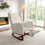 Kiiktool jalatoe ja k&uuml;ljetaskutega, t&auml;ispuidust jalad, beež