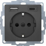Berkeri seinakontakt koos Usb A+c laadijaga, antratsiitmatt