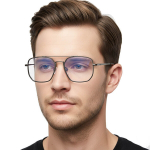 Metallraamiga hallid/grafiit aviator-stiilis prillid, sinise valguse filter, unisex, mudel 25121B