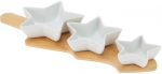 Serveerimiskomplekt Excellent Houseware GLACIERA portselankaussid bambusalusel 4‑osaline