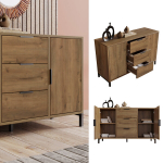 Kummut, 2 ust, 3 sahtlit, reguleeritavad riiulid, tume tamm, 120x40x76 cm