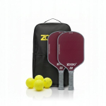 Pickleball reketid Zoodo P7 Kevlar punane komplekt 4 palli USAPA kott