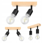Loft-stiilis Led laevalgusti/seinavalgusti, 2x E27, puitdetailid