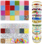 Aokito 13786-osaline helmeste komplekt, klaashelmed niidistamiseks, k&auml;sit&ouml;&ouml; 1200 helmest&auml;hega, v&auml;rvilised k&auml;ev&otilde;rude jaoks, helmeste komplekt ehete, kettide jaoks, Diy komplekt (3 mm)