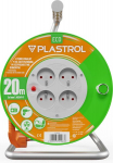 Trumli pikendusjuhe 4 pistikupesa, 20m, oranž