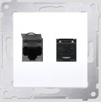 Kahekordne Rj45 arvutipesa, valge, Simon 54