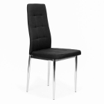 Set of 4 chairs for the living room and dining room, simple quilted chair, chrome legs, black