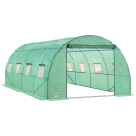 Outsunny kasvuhoone u. 6 x 3 x 2 m fooliumkasvuhoone 8 aknaga, &uuml;lesrullitav uks, &uuml;lesrullitavad k&uuml;lgseinad, UV-kindel fooliumtunnel, talvekindel tomatimaja koos maa-ankruga, rohelise, Žalioji