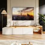 TV laud, valge, LED-tuledega