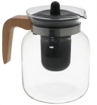 Kitchen&Go klaasist teekann puidust k&auml;epidemega, 1,5 L