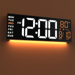 16-tolline digitaalkell kaugjuhtimispuldiga, LED, loendur, suveaeg, temperatuur, valge
