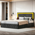 Voodi, 160 x 200 cm, samet, must