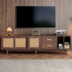 TV-alus, rotangist, 190x40x52 cm, 6 jalga, madal kapp