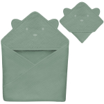 Laste musliinist kapuutsiga r&auml;tik Lionelo Muslin Hooded Towel Green Forest