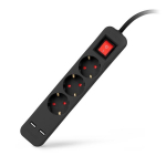Pikendusjuhe Entac 3-pesaga +2USB 1,5m 16A l&uuml;litiga, must
