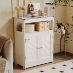 Vannitoakapp riiuliga, 2 uksed, eraldiseisev, skandinaavia loft-stiilis, valge
