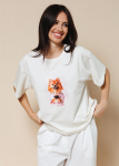 Oversize T‑s&auml;rk URBAN PAWS 4826/010 Giulia, v&auml;rv milk/pomeranian print