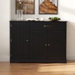 Kummut, 3 ukse ja 1 sahtliga, 107 &times; 40 &times; 84 CM, must