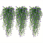3tk Kunstlilled Plastikust Kammelia ja Eukal&uuml;pti Vanik Dekoratsioon., Violetinė