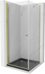 Mexen Pretoria hinged du&scaron;inurk 70 x 70 cm, l&auml;bipaistev, kuldne + Flat du&scaron;ialus, must - 852-070-070-50-00-4070G