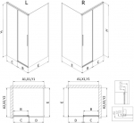 Mexen Rox du&scaron;inurk liuguks paremale 130 x 100 cm, must raam, must - 8C2-130-100-70-70-P