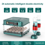 Automaatne munainkubaator, 30 munale, automaatse p&ouml;&ouml;ramise, veet&auml;ienduse ja temperatuurikontrolliga