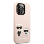 Karl Lagerfeld MagSafe Compatible Case Liquid Silicone Karl and Choupette for iPhone 14 Pro Pink
