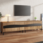 Televiisorialus 180x40x50 cm, puit ja must v&auml;rv, 4 kappi, 8 jalga, 30 kg