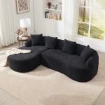 Moodulsofa, vasak chaiselongue, 2-istmeline, must, 1 tk